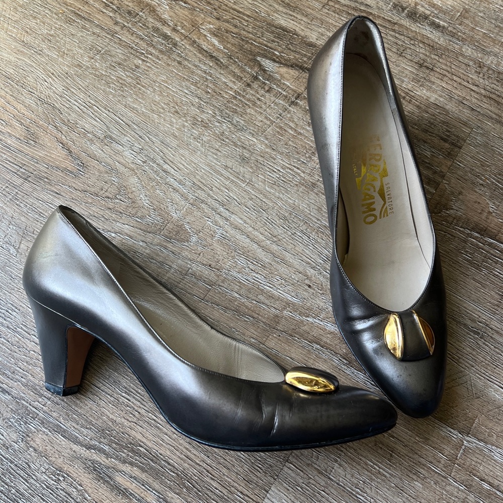 Salvatore Ferragamo Metallic Leather Pumps